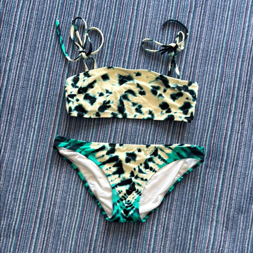 Proenza Schouler Green and Cream Bikini